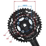 CYSKY Crankstel 3 x 9/10 versnellingen 170 mm 104/64 BCD crankset 44-32-22T/42-32-24T crankstel voor racefiets MTB BMX compatibel met Shimano, SRAM, FSA, Gaint