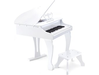 Hape E0338 luxe vleugels | Piano met 30 toetsen, inclusief stoel, elektronisch muziektoetsenbord voor kinderen vanaf 3 jaar, wit