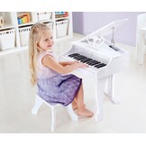 Hape E0338 luxe vleugels | Piano met 30 toetsen, inclusief stoel, elektronisch muziektoetsenbord voor kinderen vanaf 3 jaar, wit
