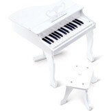 Hape E0338 luxe vleugels | Piano met 30 toetsen, inclusief stoel, elektronisch muziektoetsenbord voor kinderen vanaf 3 jaar, wit