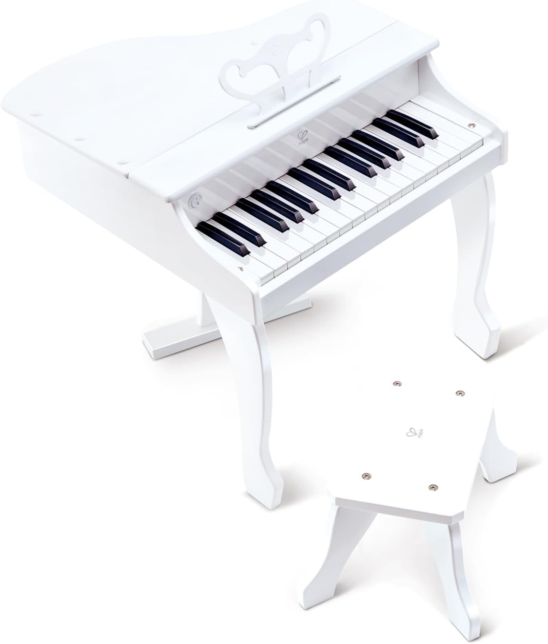 Hape E0338 luxe vleugels | Piano met 30 toetsen, inclusief stoel, elektronisch muziektoetsenbord voor kinderen vanaf 3 jaar, wit