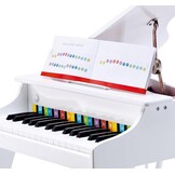 Hape E0338 luxe vleugels | Piano met 30 toetsen, inclusief stoel, elektronisch muziektoetsenbord voor kinderen vanaf 3 jaar, wit