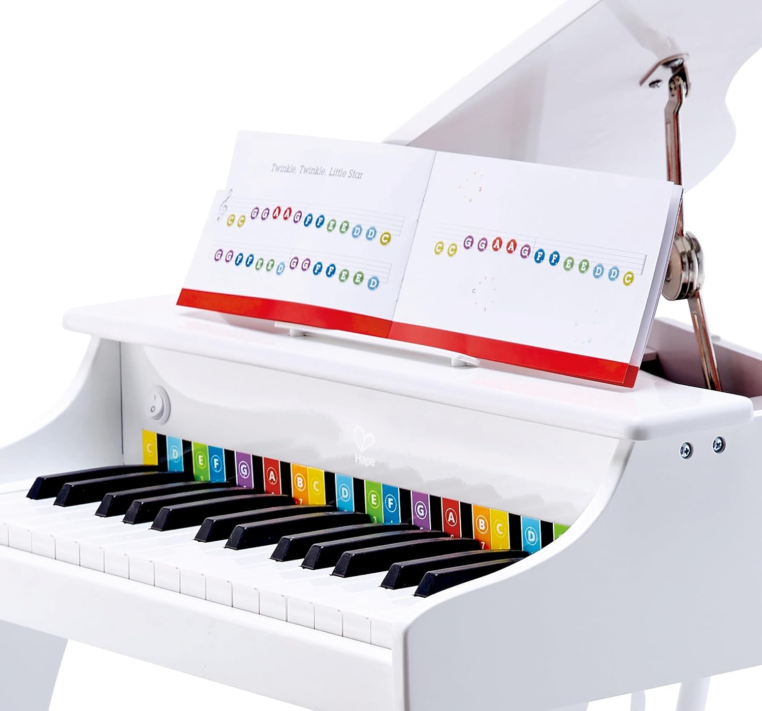 Hape E0338 luxe vleugels | Piano met 30 toetsen, inclusief stoel, elektronisch muziektoetsenbord voor kinderen vanaf 3 jaar, wit