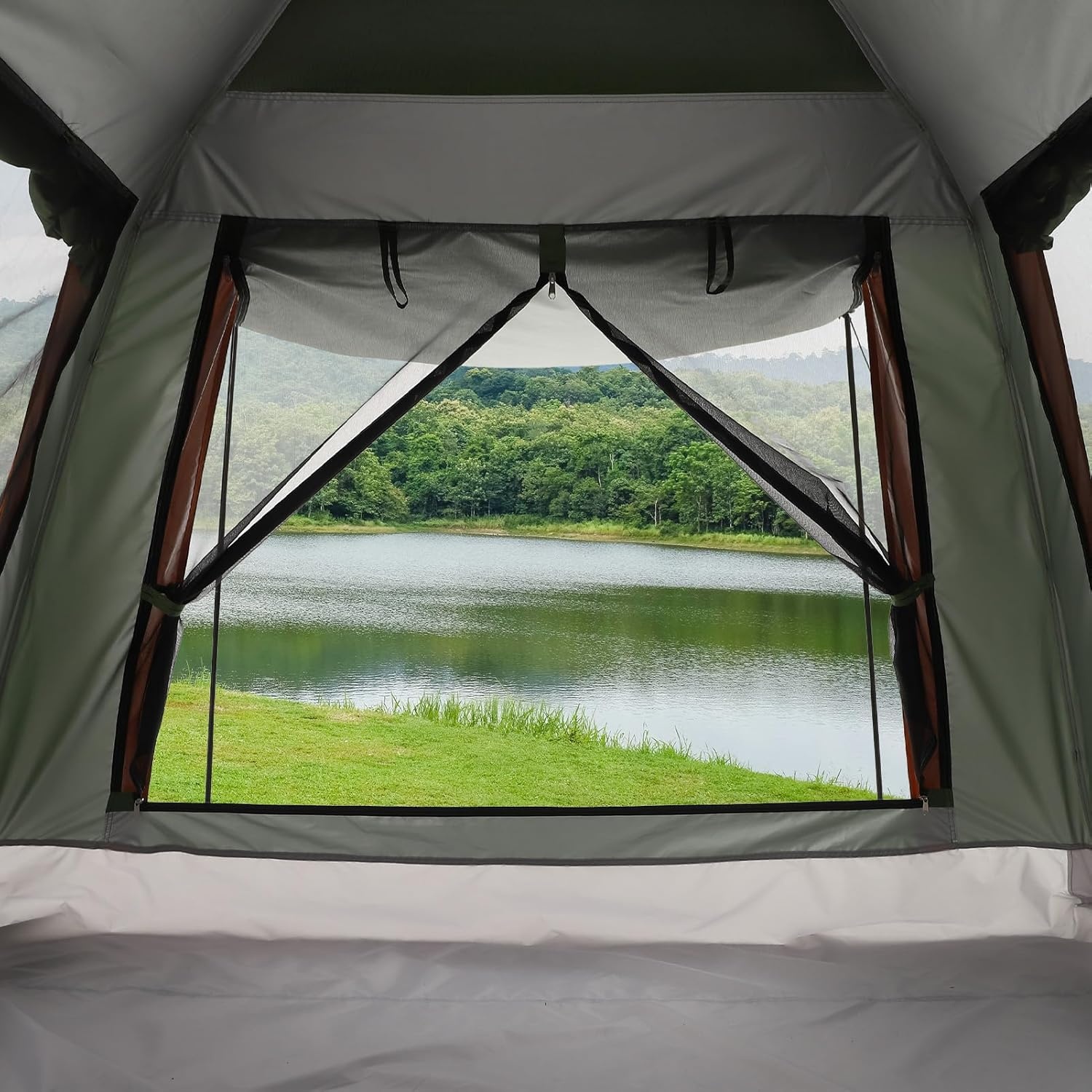 HAUSPROFI Campingtent, automatische 3-persoons, instant-tent, pop-up koepeltent, 4 seizoenen, waterdicht en winddicht, campingtent met afneembaar buitententzeil voor gezinnen, camping