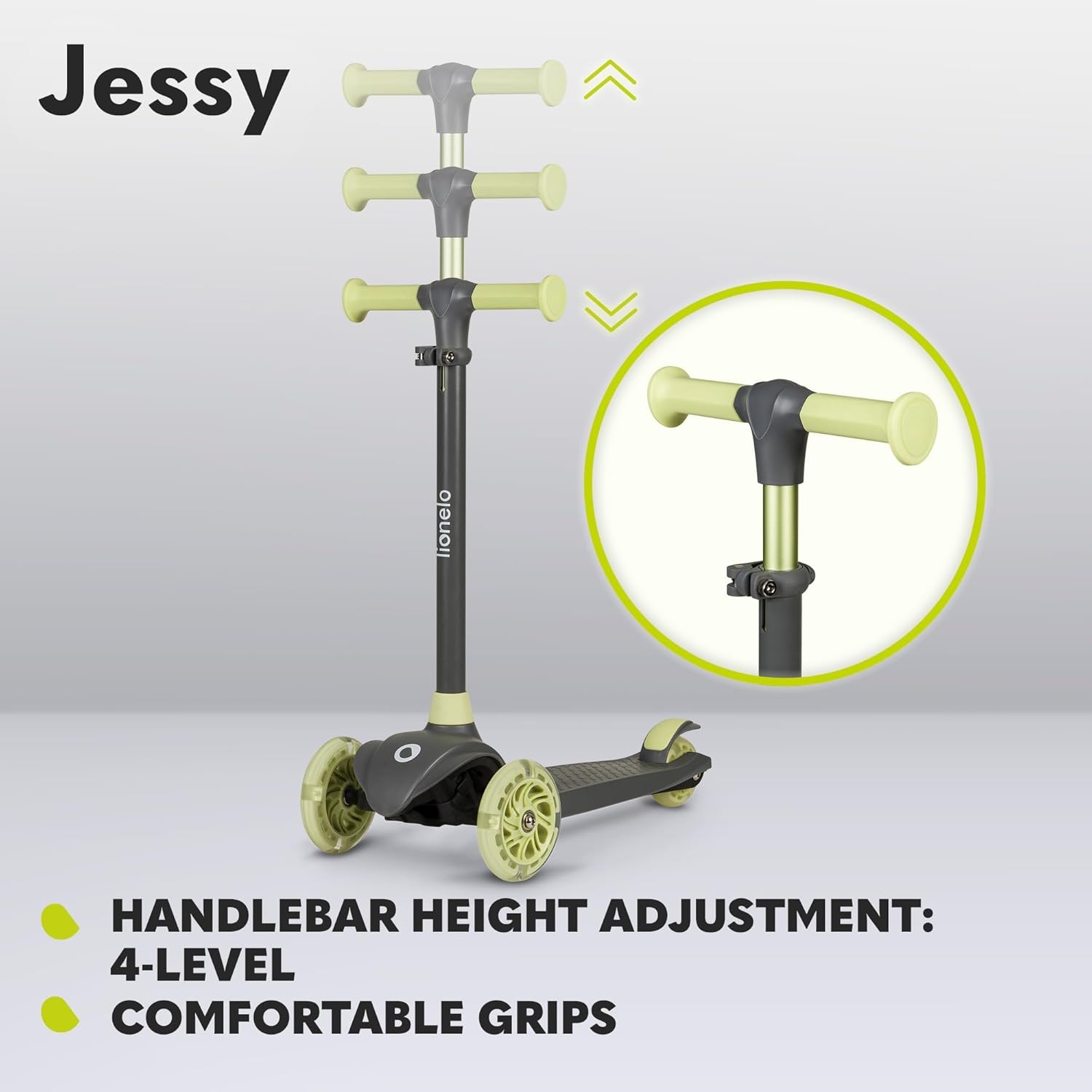 Lionelo Jessy Kinderstep - 3-wieler met LED-wielen - Verstelbaar - Groen