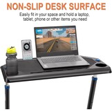 Rollentrainer tafel met verstelbare wielen, hoogteverstelling, roltrainer bureau met een antislip rubberen werkblad, 2 uitsparingen voor tablet of smartphone, 2 bekerhouders Zwart
