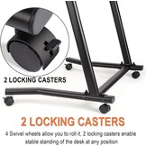 Rollentrainer tafel met verstelbare wielen, hoogteverstelling, roltrainer bureau met een antislip rubberen werkblad, 2 uitsparingen voor tablet of smartphone, 2 bekerhouders Zwart