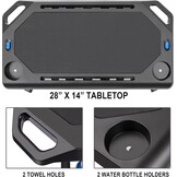 Rollentrainer tafel met verstelbare wielen, hoogteverstelling, roltrainer bureau met een antislip rubberen werkblad, 2 uitsparingen voor tablet of smartphone, 2 bekerhouders Zwart