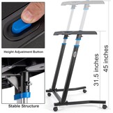 Rollentrainer tafel met verstelbare wielen, hoogteverstelling, roltrainer bureau met een antislip rubberen werkblad, 2 uitsparingen voor tablet of smartphone, 2 bekerhouders Zwart