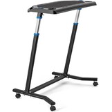 Rollentrainer tafel met verstelbare wielen, hoogteverstelling, roltrainer bureau met een antislip rubberen werkblad, 2 uitsparingen voor tablet of smartphone, 2 bekerhouders Zwart