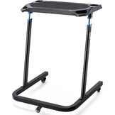 Rollentrainer tafel met verstelbare wielen, hoogteverstelling, roltrainer bureau met een antislip rubberen werkblad, 2 uitsparingen voor tablet of smartphone, 2 bekerhouders Zwart