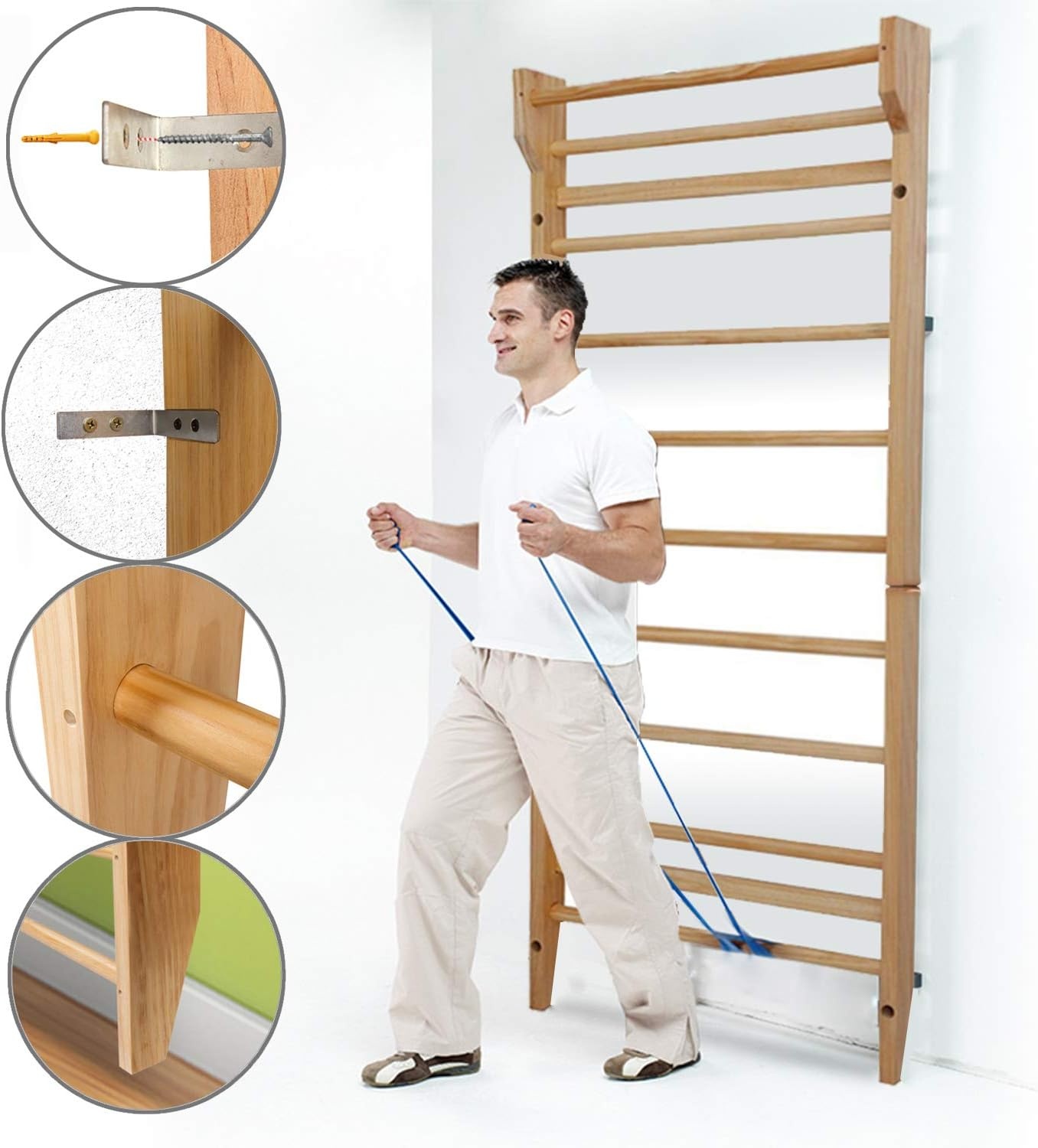 CCLIFE Muur Bars Gymnastiek apparatuur houten look veelkleurige Fitness Gymnastiek muur Klimmen muur Gym Sportartikelen voor volwassenen kinderen