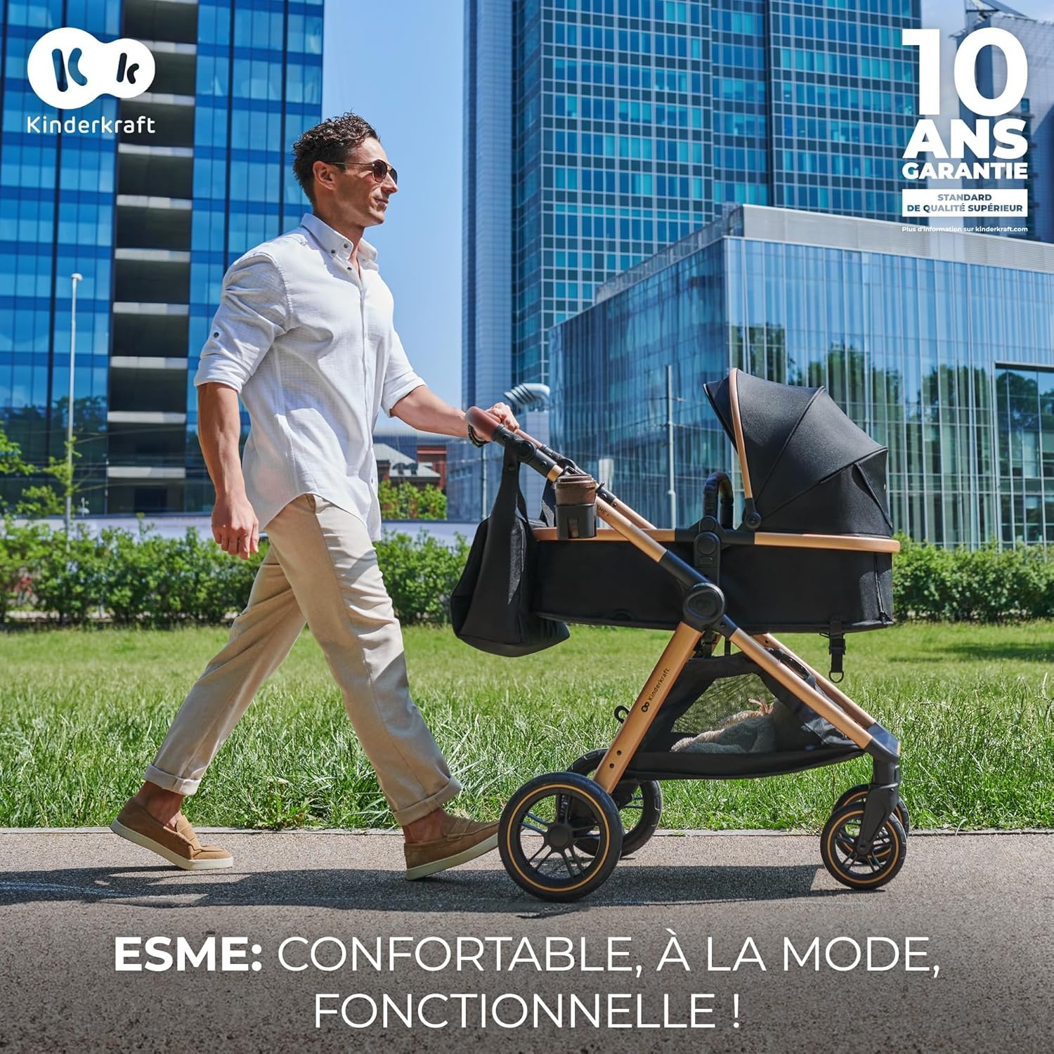 Kinderkraft ESME Mink Pro I-Size 3-in-1 Kinderwagen met Autostoeltje - Beige