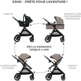 Kinderkraft ESME Mink Pro I-Size 3-in-1 Kinderwagen met Autostoeltje - Beige