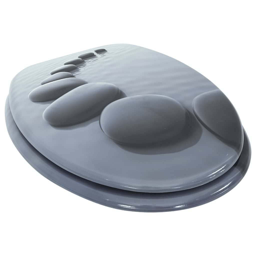vidaXL Toiletbril met soft-close deksel stenen MDF