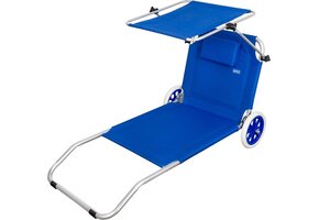 Strandstoel Transportwagen 2-in-1 Opvouwbaar Blauw (54% Korting)