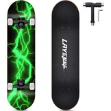 LAYENNE Skateboard, professioneel compleet skateboard, 81 x 20 cm, 7-laags esdoornboard, ABEC-11-ondersteuning, geschikt voor volwassenen, beginners, jongens, meisjes, jongeren en kinderen