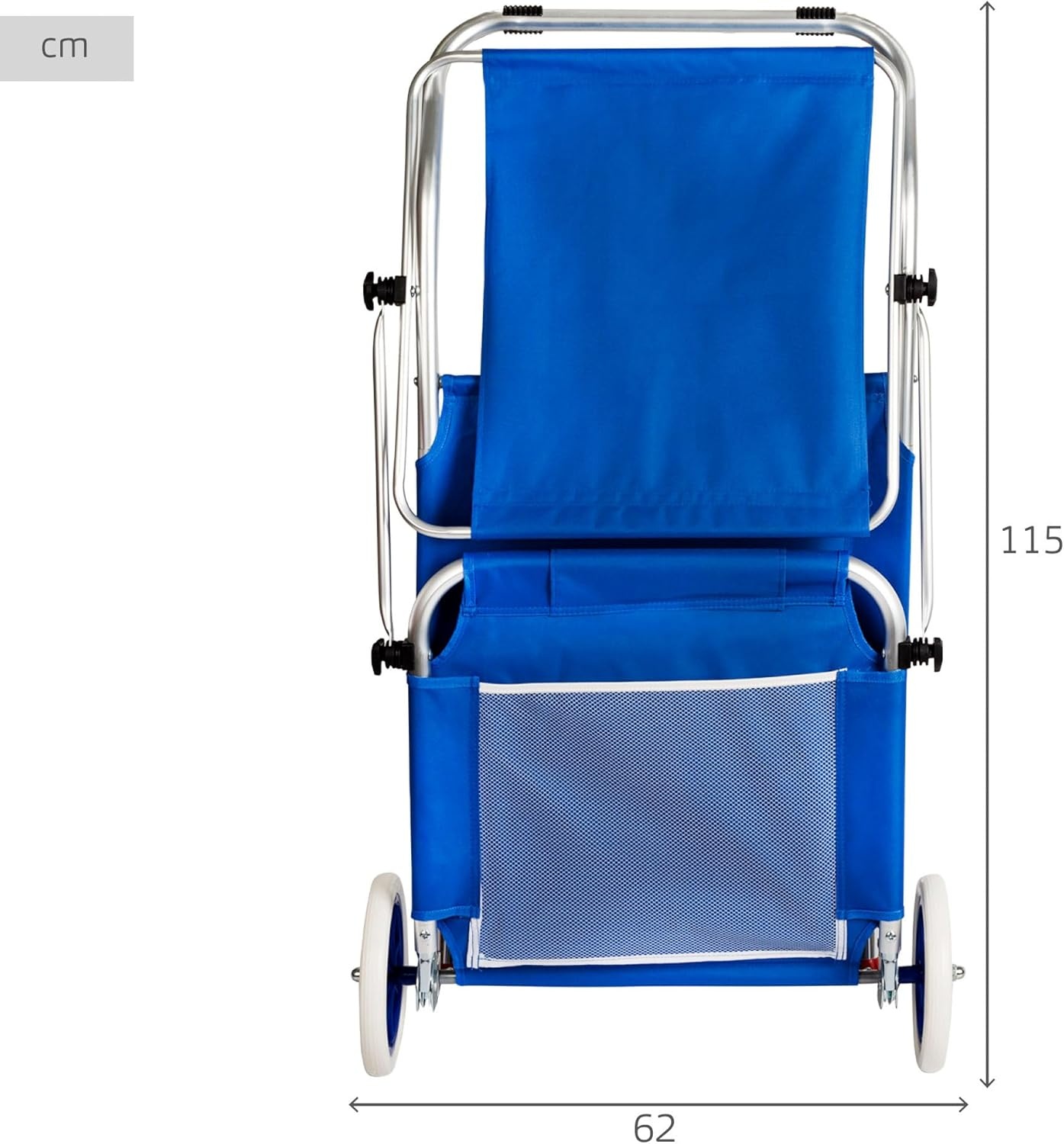 Aktive 2-in-1 Strandstoel en Transportwagen - Opvouwbaar - Blauw - 117 x 67 x 60 cm