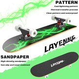 LAYENNE Skateboard, professioneel compleet skateboard, 81 x 20 cm, 7-laags esdoornboard, ABEC-11-ondersteuning, geschikt voor volwassenen, beginners, jongens, meisjes, jongeren en kinderen