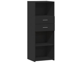 Hoge Kast Zwart Bewerkt Hout - 45x42,5x124 cm - 34% Korting