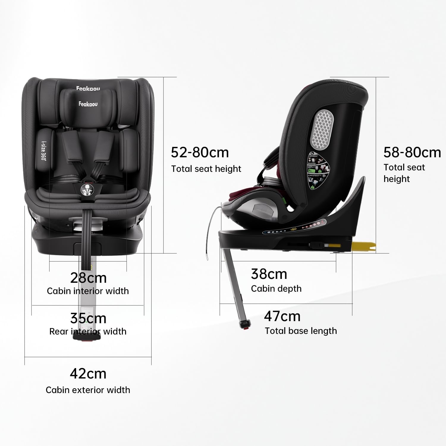 Draaibare i-Size Autostoel 40-150cm | 360° | ECE R129 | Zwart | 35% Korting