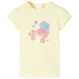 Kindershirt Zachtgeel - Maat 128 - Met Rolschaatsprint - 26% Korting