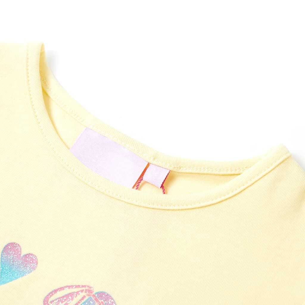 Kindershirt Zachtgeel - Maat 128 - Met Rolschaatsprint - 26% Korting