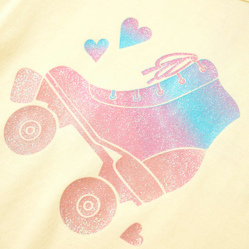 Kindershirt Zachtgeel - Maat 128 - Met Rolschaatsprint - 26% Korting