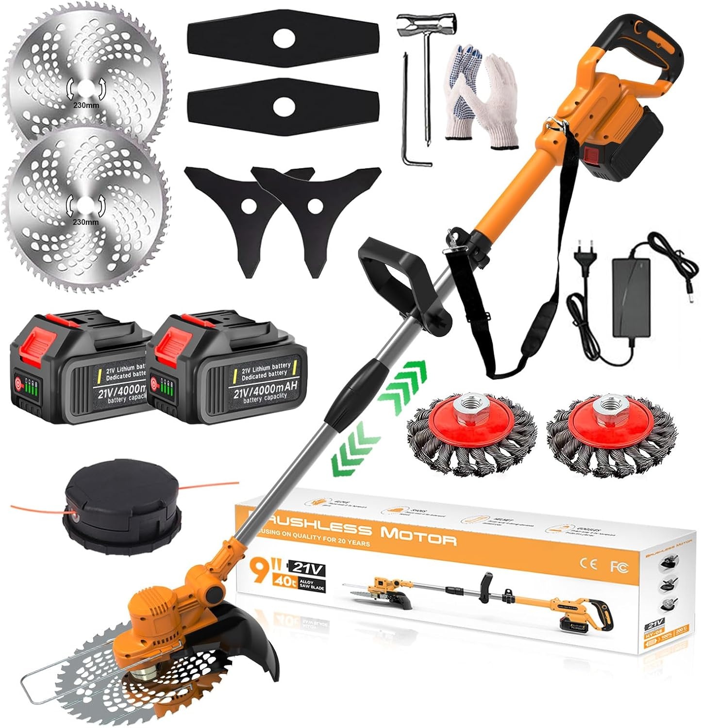 Accu Grastrimmer & Bosmaaier 4-in-1 - 750W Borstelloos - Incl. 2 Accu's