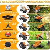Accu Grastrimmer & Bosmaaier 4-in-1 - 750W Borstelloos - Incl. 2 Accu's