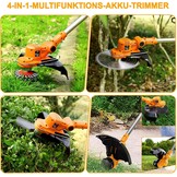Accu Grastrimmer & Bosmaaier 4-in-1 - 750W Borstelloos - Incl. 2 Accu's