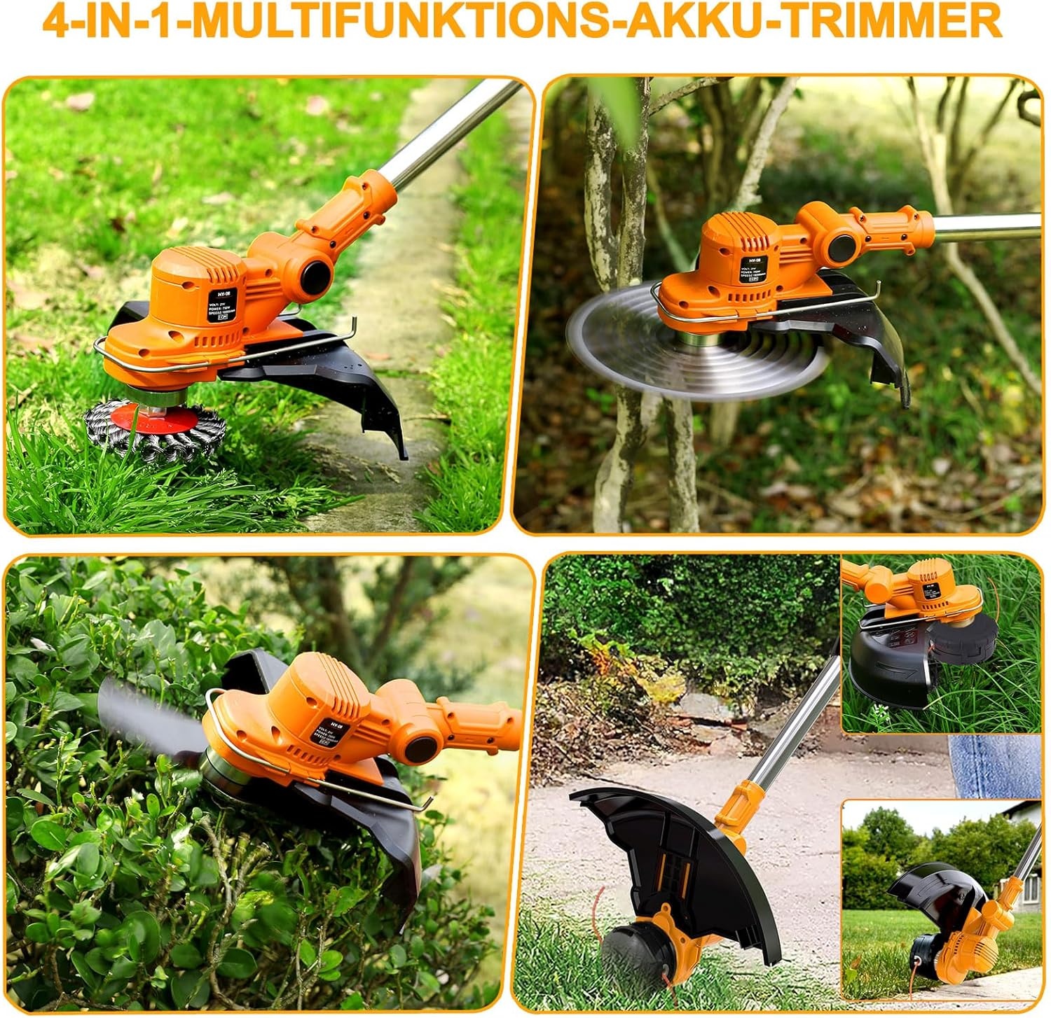 Accu Grastrimmer & Bosmaaier 4-in-1 - 750W Borstelloos - Incl. 2 Accu's