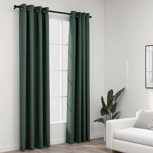 Verduisterende Gordijnen Groen - Linnen-look - 2 st - 140x225 cm - 33% Korting