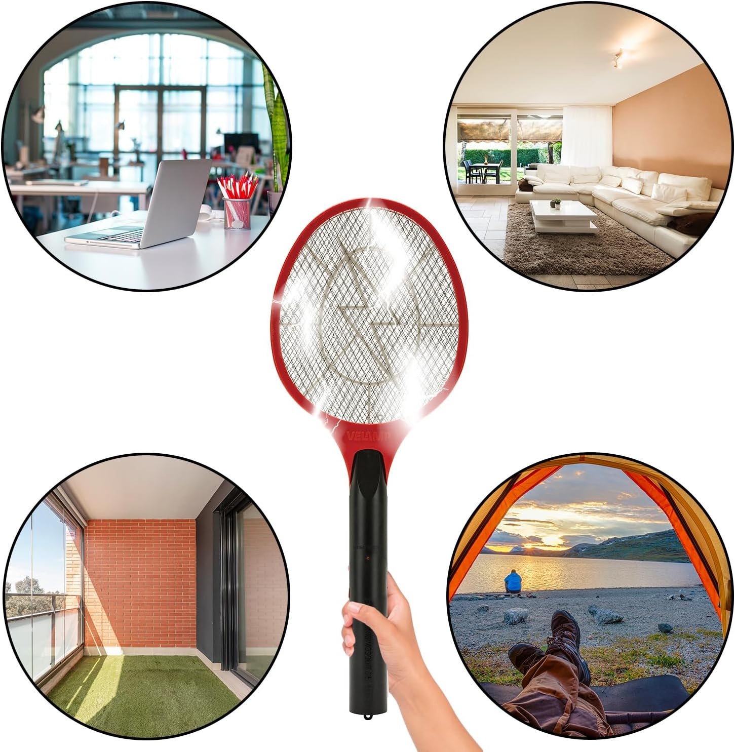 Elektrisch Insectenracket - Muggen & Vliegen - Binnen/Buiten - Rood