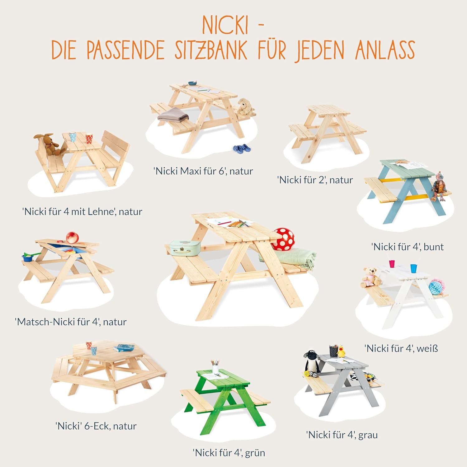 Houten Kindersitzgroep voor 4 met Nicki Leuning - Buiten | 34% Korting