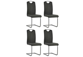 Eetkamerstoelen Kunstleer Grijs - 4 stuks - 35% Korting