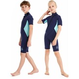 Kinder Shorty Wetsuit Blauw 2mm - Warmte & UV Bescherming - 33% Korting