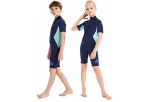 Kinder Wetsuit Shorty Blauw (2mm) - UV-bescherming & Warmte - 66% Korting