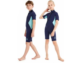 Kinder Shorty Wetsuit Blauw 2mm - Warmte & UV Bescherming - 33% Korting