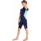 Kinder Shorty Wetsuit Blauw 2mm - Warmte & UV Bescherming - 33% Korting
