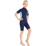Kinder Shorty Wetsuit Blauw 2mm - Warmte & UV Bescherming - 33% Korting