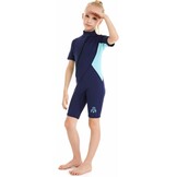 Kinder Shorty Wetsuit Blauw 2mm - Warmte & UV Bescherming - 33% Korting