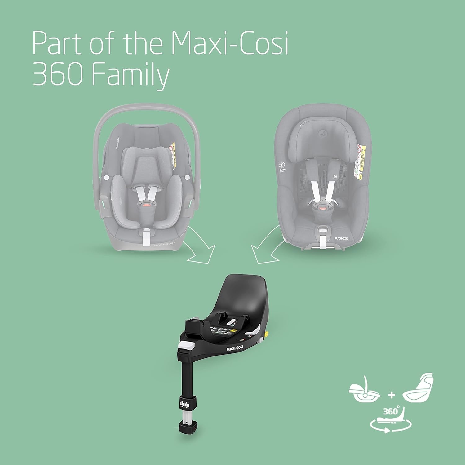 Roterende 360° ISOFIX Autostoelbasis: 0-4 Jaar | i-Size FlexiSpin Zwart - 35% Korting!