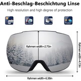 Skibril Volwassenen & Tieners | Helm & Bril Compatibel | Anti-Mist | UV400