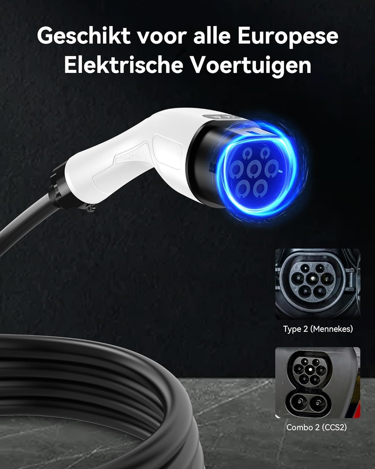 Mobiel Laadstation Type 2 | 7.4kW Elektrische Auto | 6.5m Kabel | 30% Korting