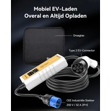 Mobiel Laadstation Type 2 | 7.4kW Elektrische Auto | 6.5m Kabel | 30% Korting