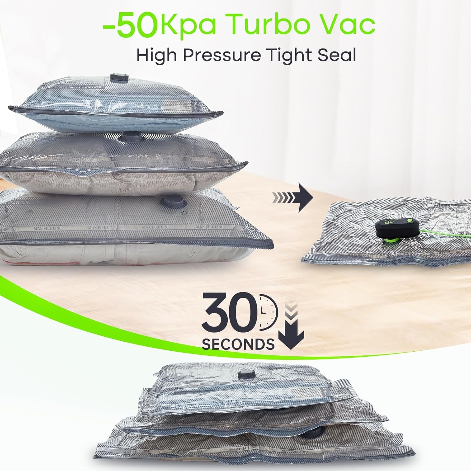 Vacuümzakken Set 15 Stuks met USB Pomp - Ruimtebesparing & Reizen