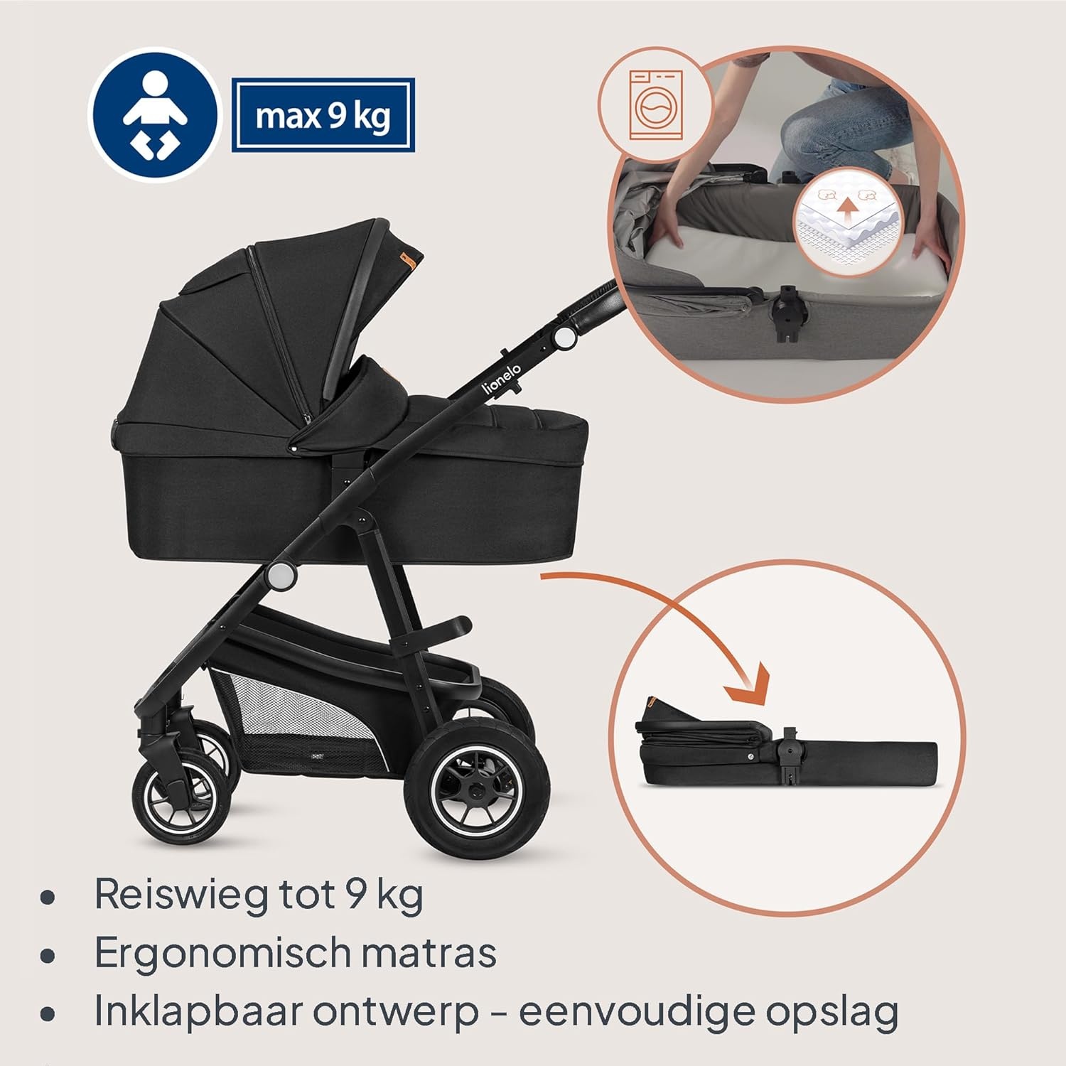 3-in-1 Kinderwagen Lionelo Bianka: Reiswieg, Buggy & Autostoel (55% Korting)