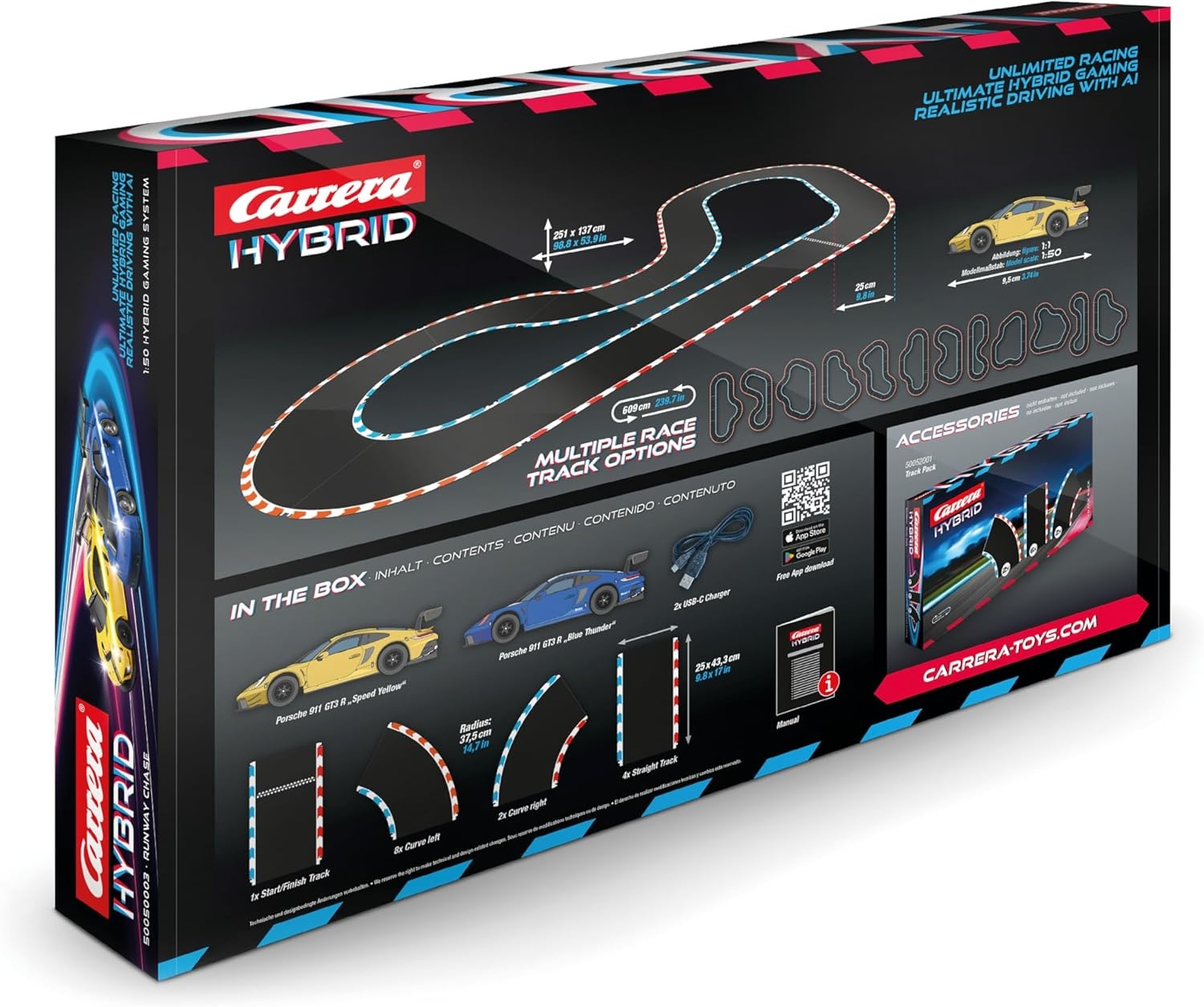 Racebaan Set Hybrid Runway Chase 1:50 | AI-ondersteuning | 30% Korting