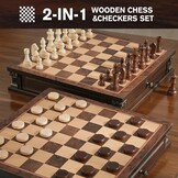 Houten Schaak- en Dambord 15" - Strategisch Spel met Korting